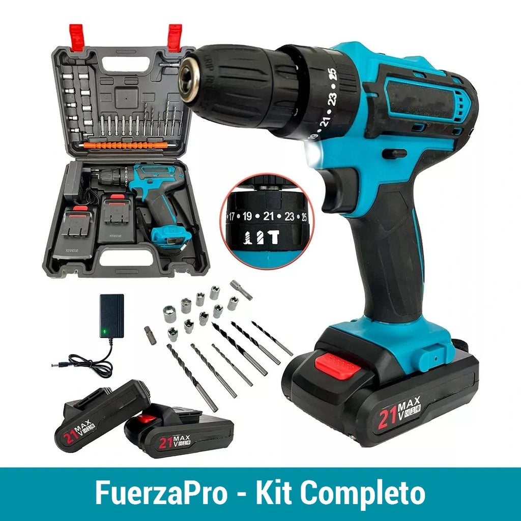 Kit Taladro Inalámbrico 24v - FuerzaPro [27 piezas + estuche] - CONTRA ENTREGA